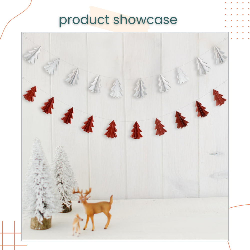 Mini 3D Christmas Decorative Tree Garland Banner for Christmas Decoration