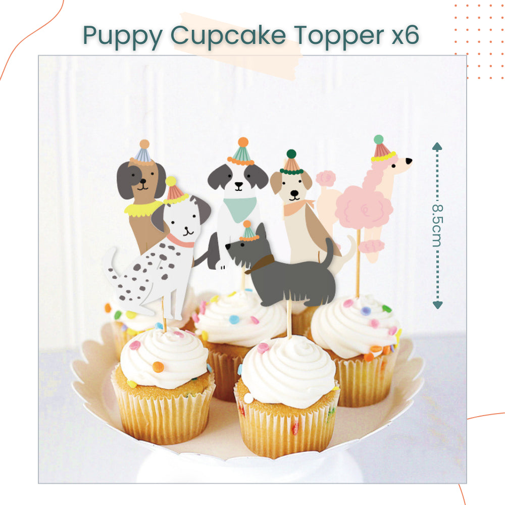 Puppy Theme Decoration Banner Cake Topper for Birthday Party