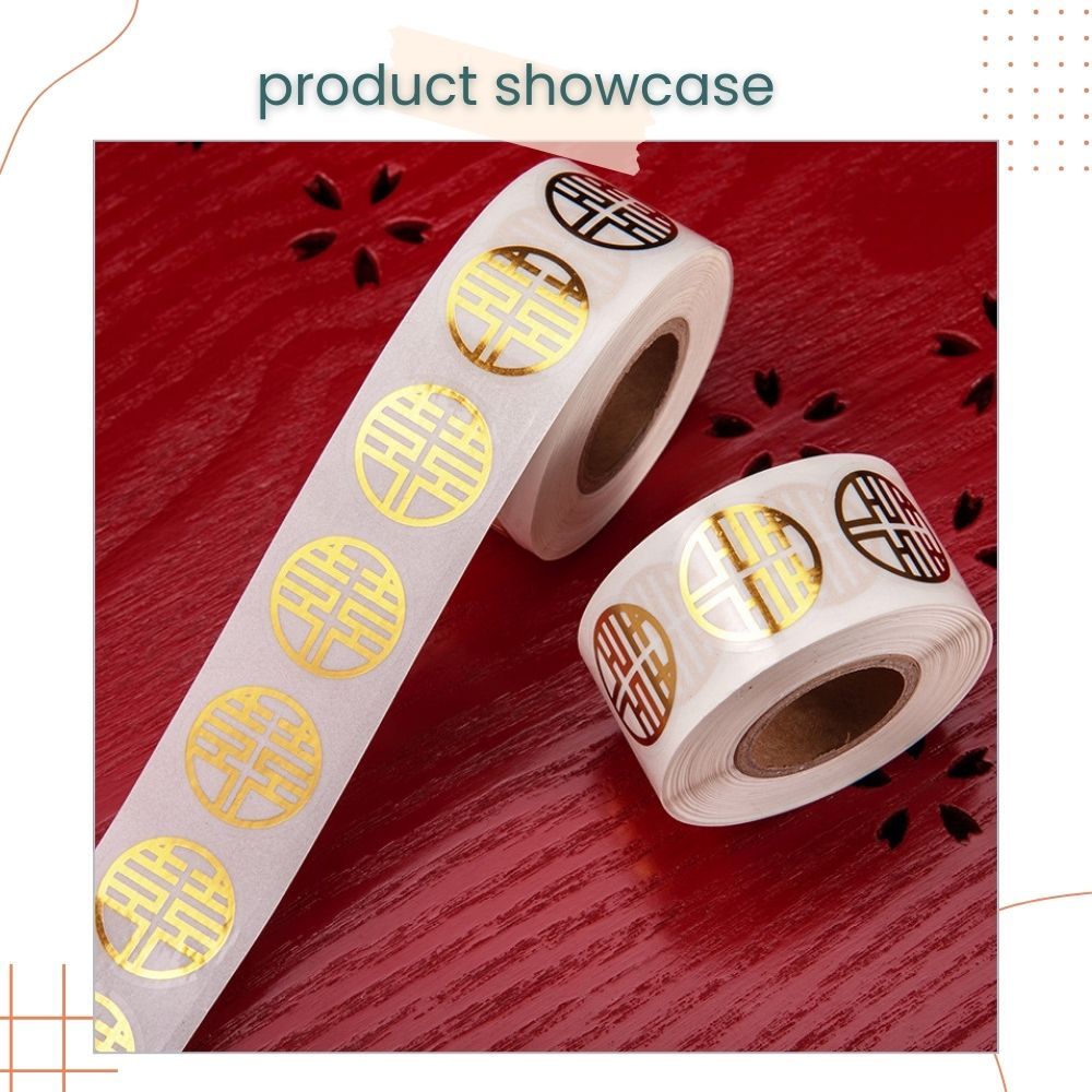 囍 Chinese Word Happiness Red Gold Iridescent Sticker 500pcs for Chinese Wedding Decoration