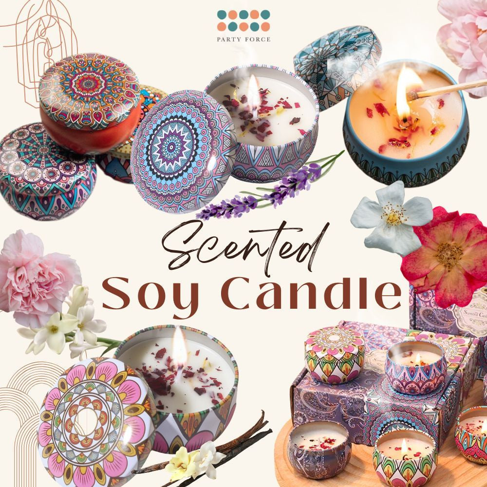 Scented Candle Natural Soy Wax Dried Flower Handmade Aromatherapy Tin Can Candle Gift