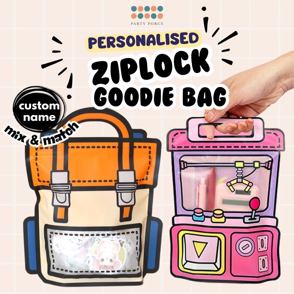Creative Schoolbag Shape Claw Machine Design Ziplock Goodie Bag