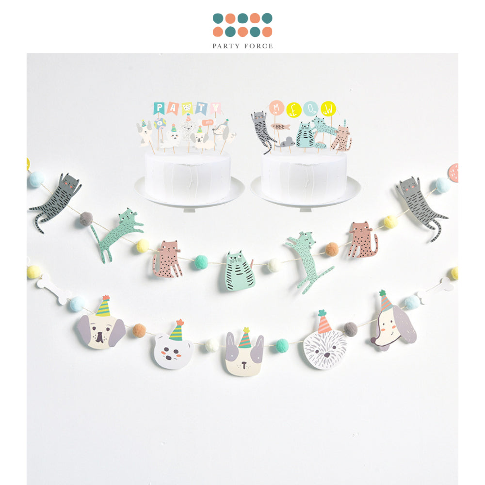 Animal Pom Pom Garland for Party Decoration Pets birthday party decoration