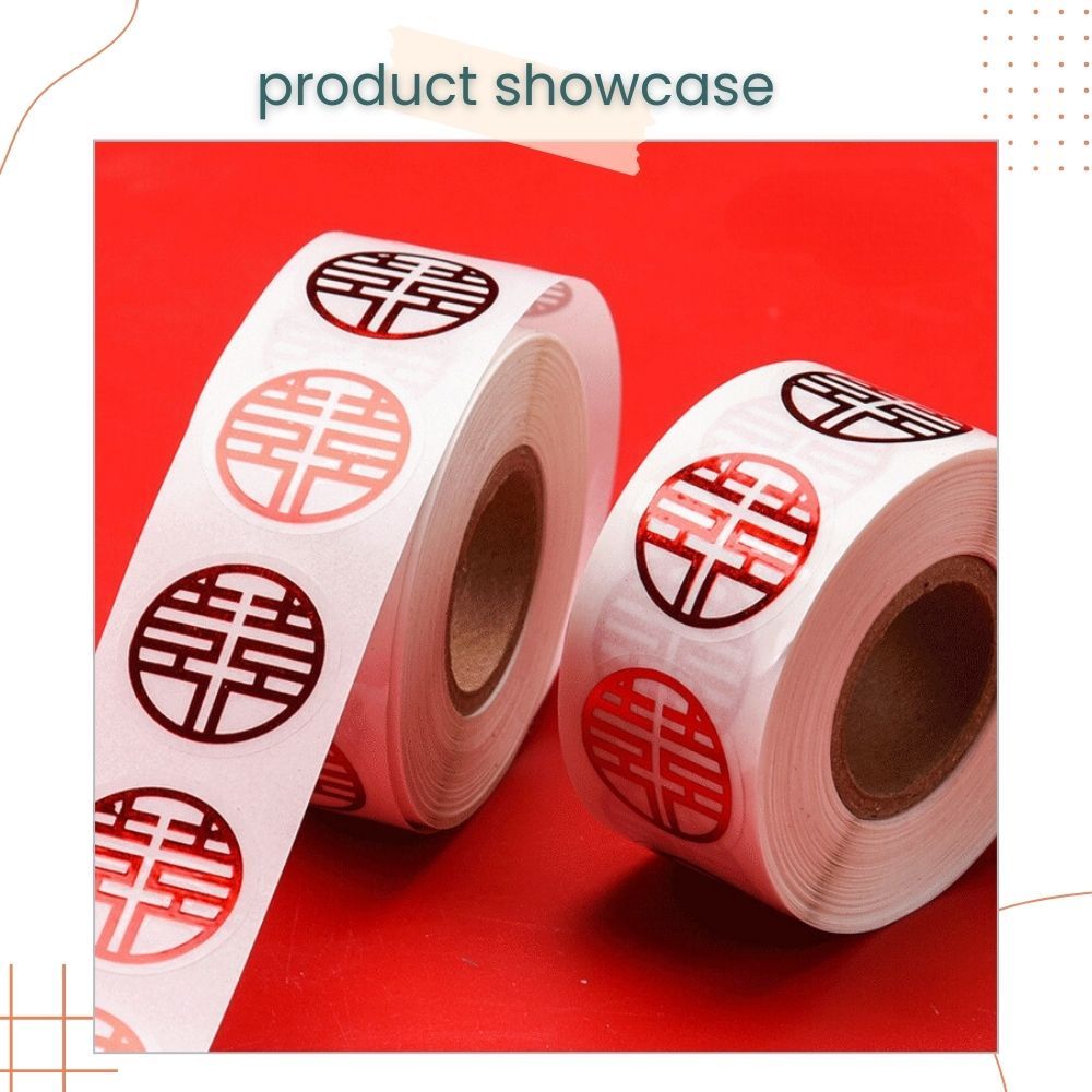 囍 Chinese Word Happiness Red Gold Iridescent Sticker 500pcs for Chinese Wedding Decoration