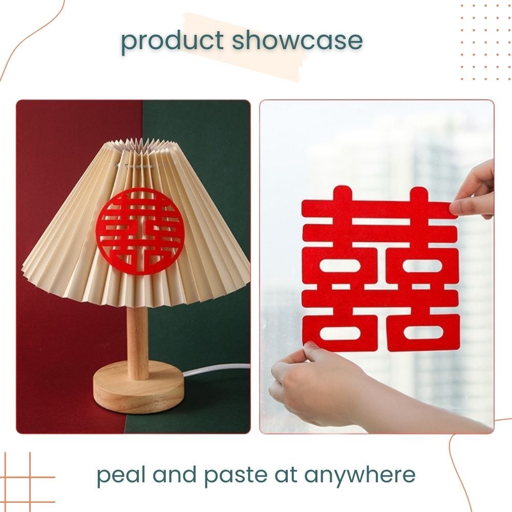 囍 Chinese Word Red Theme Big Happiness Sticker 10pcs Set for Chinese Wedding Decoration