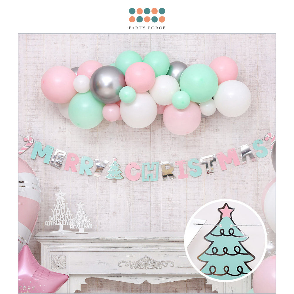 Pastel Classic Merry Christmas Card Banner for Christmas Decoration