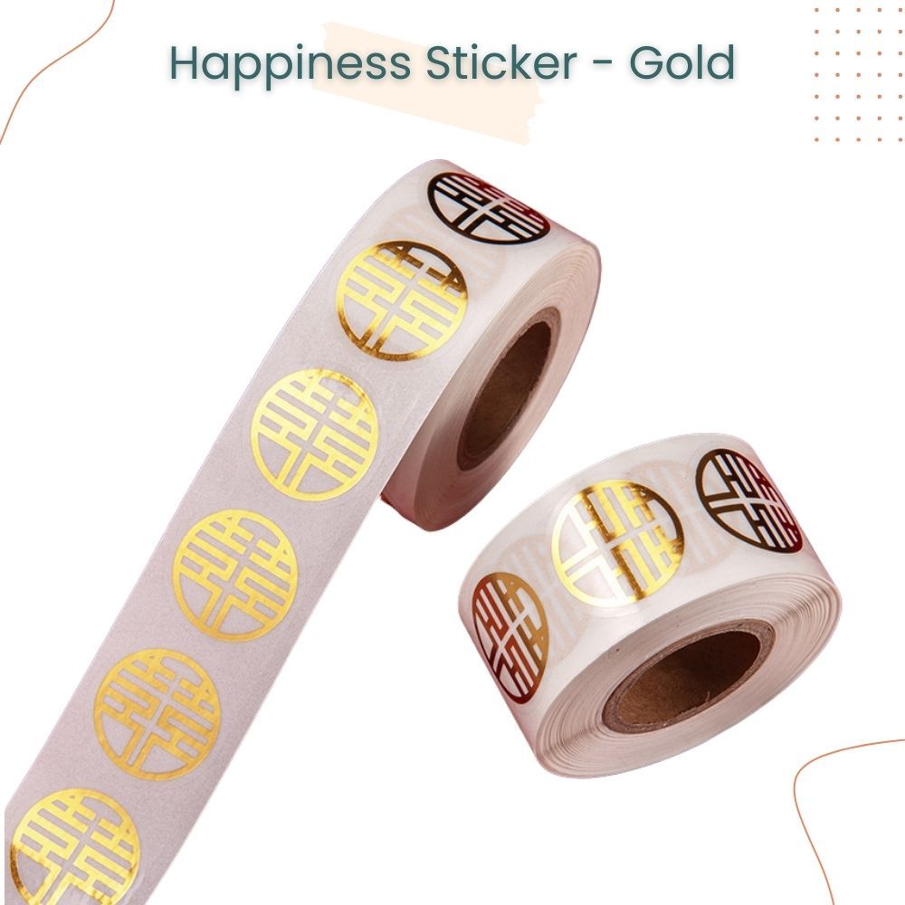 囍 Chinese Word Happiness Red Gold Iridescent Sticker 500pcs for Chinese Wedding Decoration