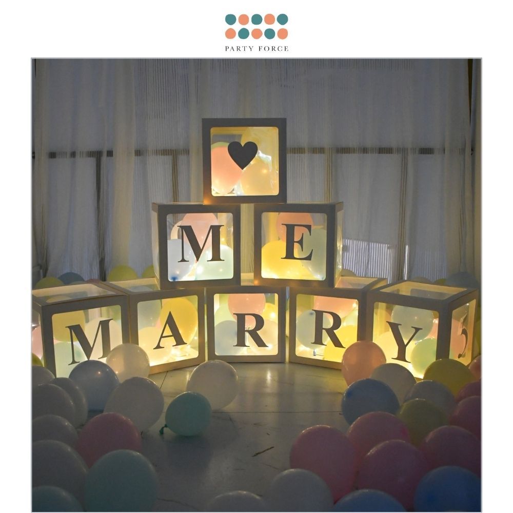 Marry Me ♡ Balloon Box With Letter Sticker Set for Marriage Proposal Essential