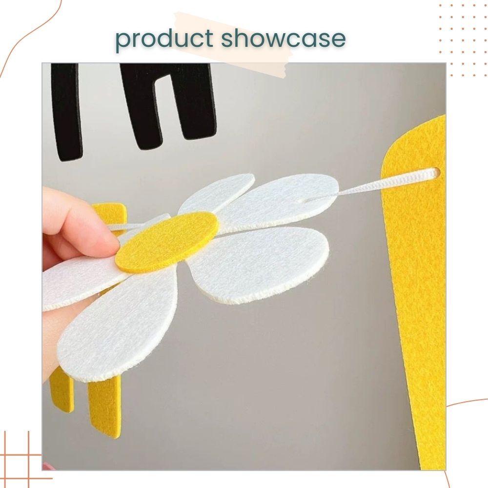 Korean Daisy Theme Happy birthday Banner Garland Felt Fabric Banner for Birthday Decoration