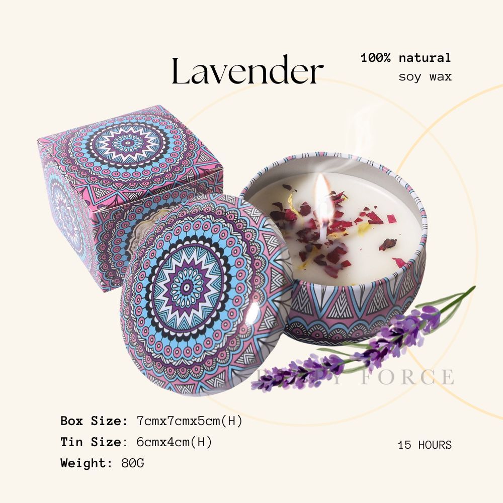 Scented Candle Natural Soy Wax Dried Flower Handmade Aromatherapy Tin Can Candle Gift