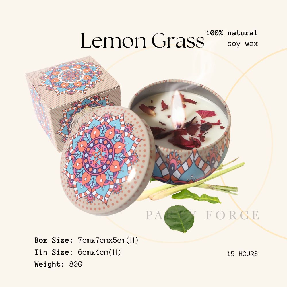 Scented Candle Natural Soy Wax Dried Flower Handmade Aromatherapy Tin Can Candle Gift