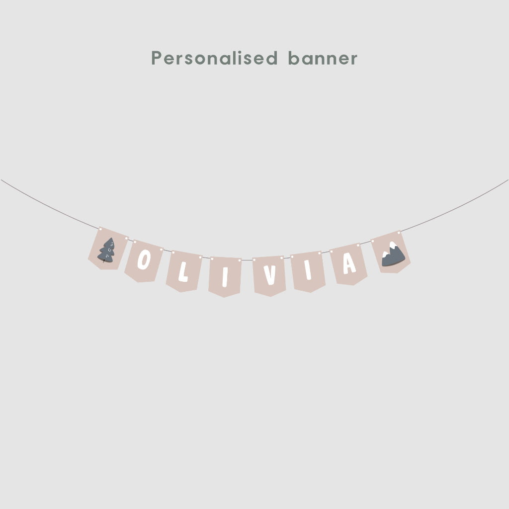 Personalised Snow Bear Party Decoration Personalized Birthday Banner Cake Topper Cupcake Topper Customise