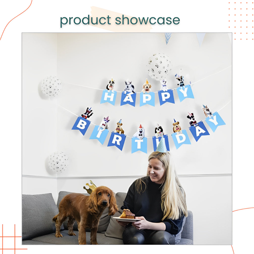 Puppy Happy Birthday Decoration Banner for Puppy Party