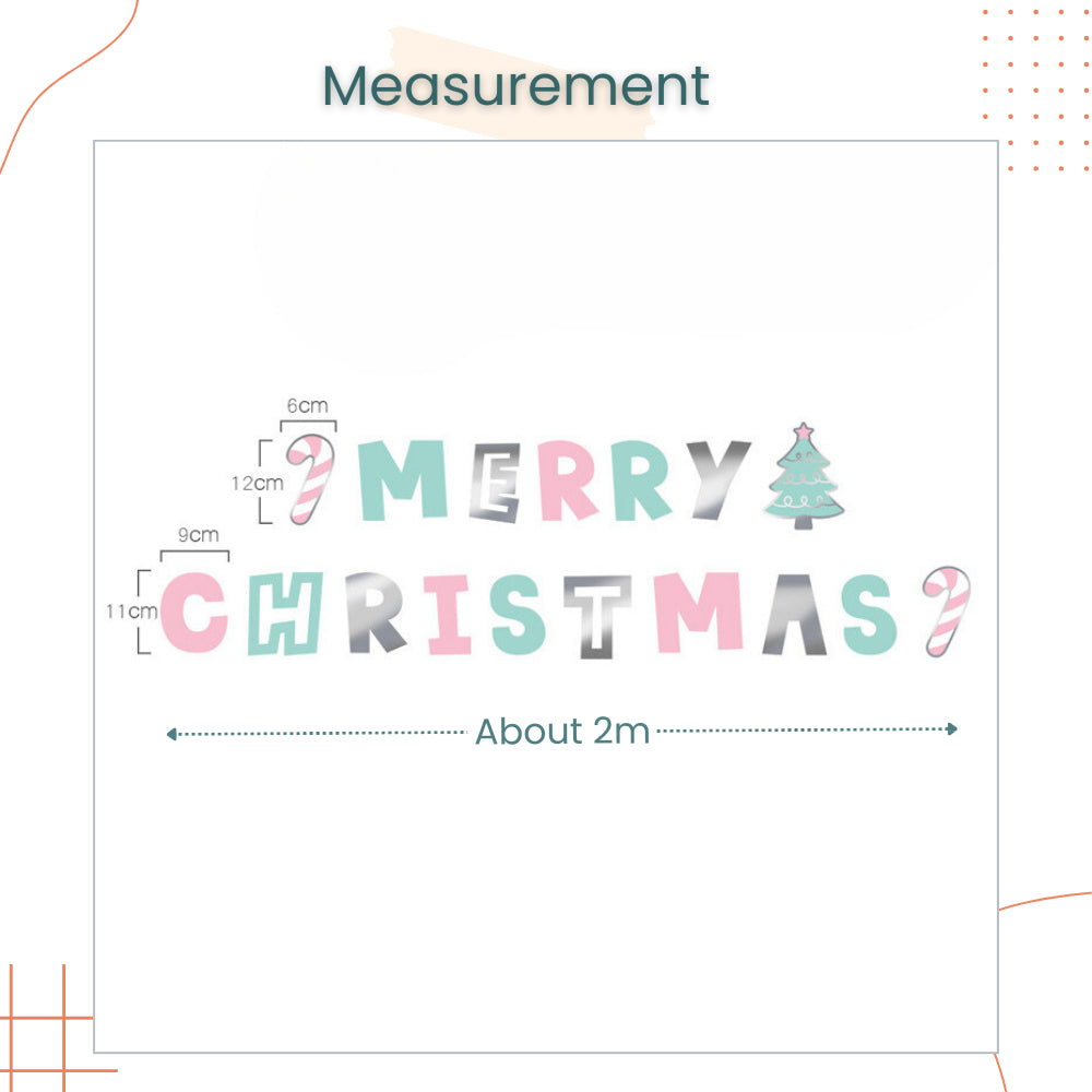 Pastel Classic Merry Christmas Card Banner for Christmas Decoration