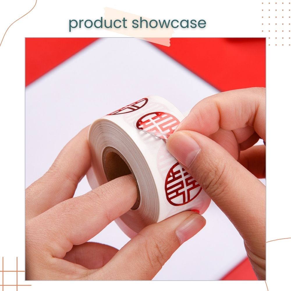 囍 Chinese Word Happiness Red Gold Iridescent Sticker 500pcs for Chinese Wedding Decoration