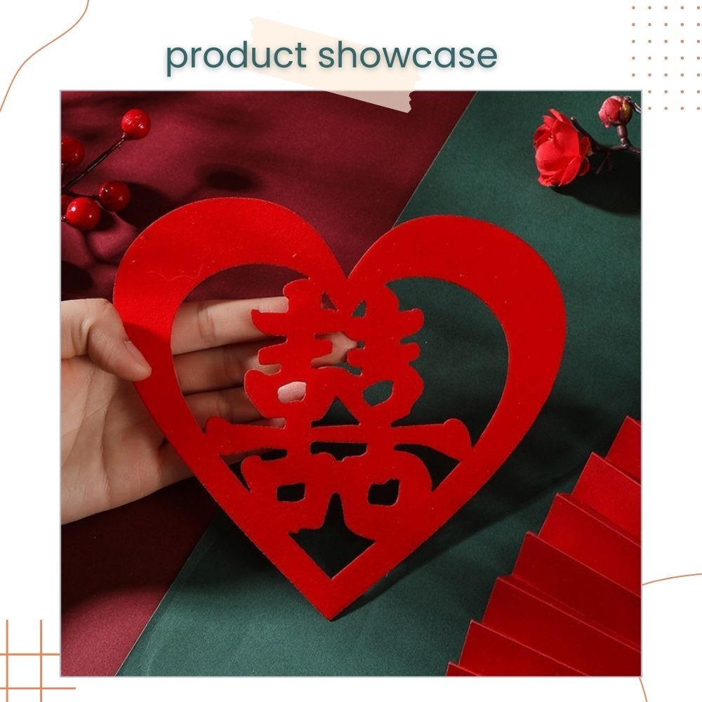 囍 Chinese Word Red Theme Big Happiness Sticker 10pcs Set for Chinese Wedding Decoration