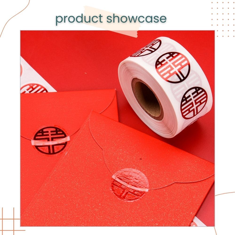 囍 Chinese Word Happiness Red Gold Iridescent Sticker 500pcs for Chinese Wedding Decoration