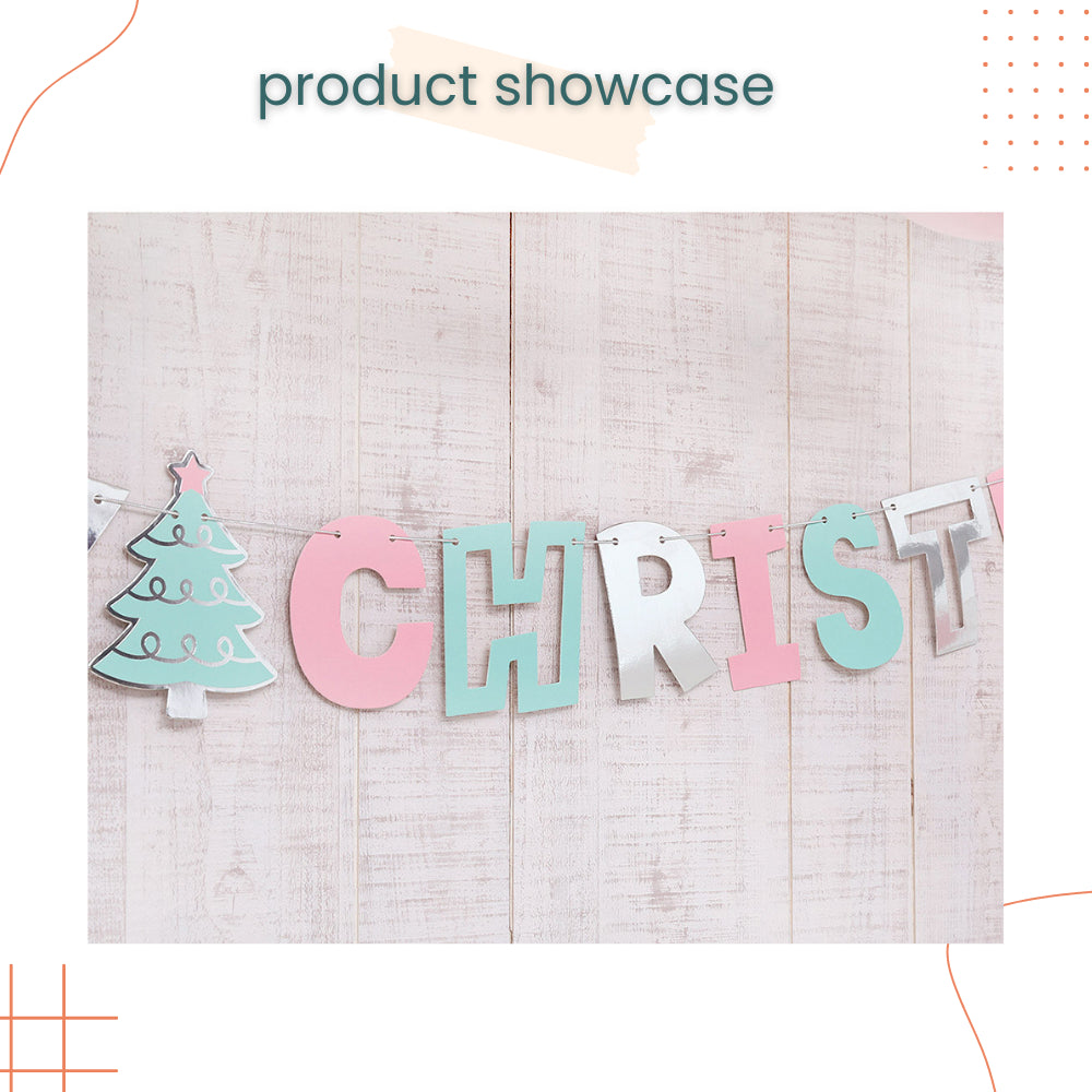 Pastel Classic Merry Christmas Card Banner for Christmas Decoration