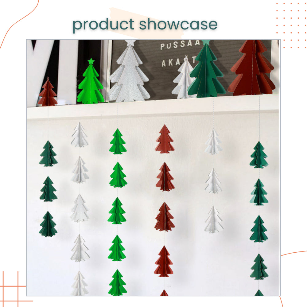Mini 3D Christmas Decorative Tree Garland Banner for Christmas Decoration