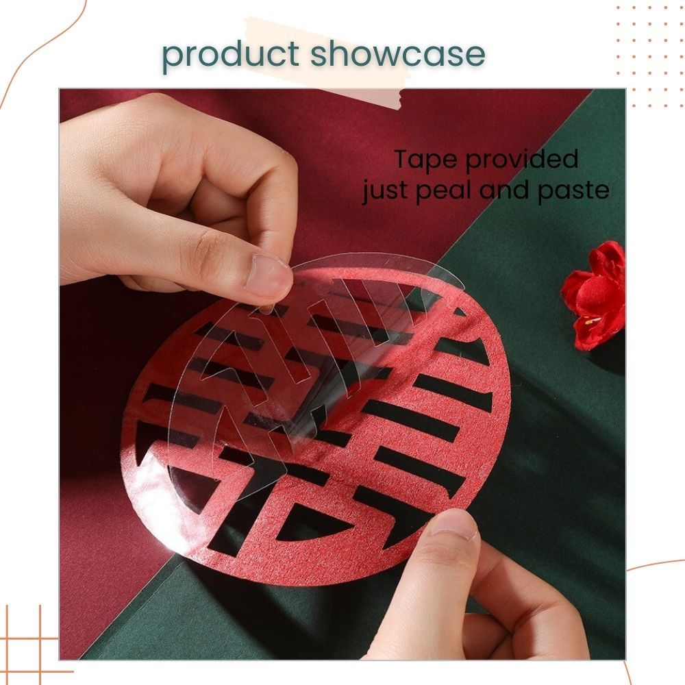 囍 Chinese Word Red Theme Big Happiness Sticker 10pcs Set for Chinese Wedding Decoration