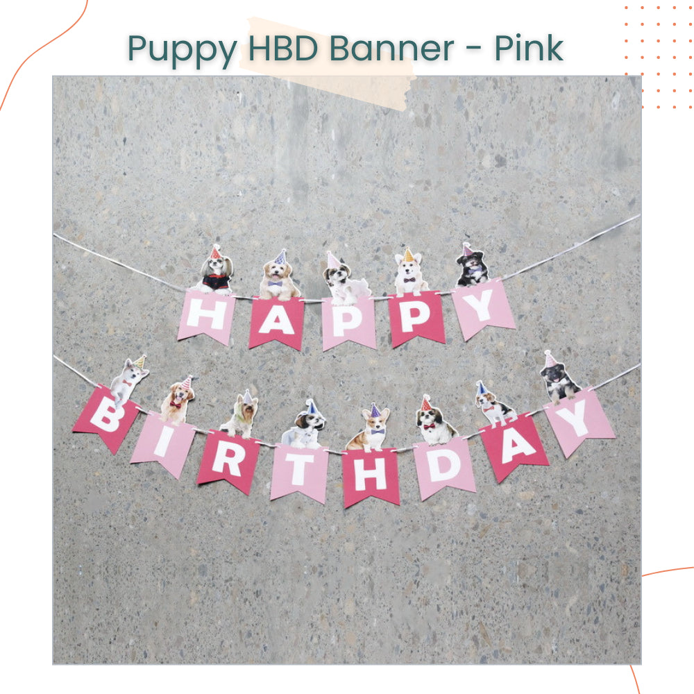 Puppy Happy Birthday Decoration Banner for Puppy Party