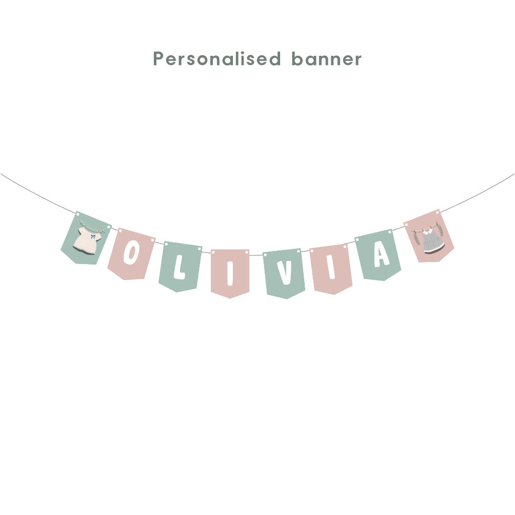 Personalised Baby Shower Baby Fashion Party Decoration Personalized Birthday Banner Cake Topper Cupcake Topper Customise