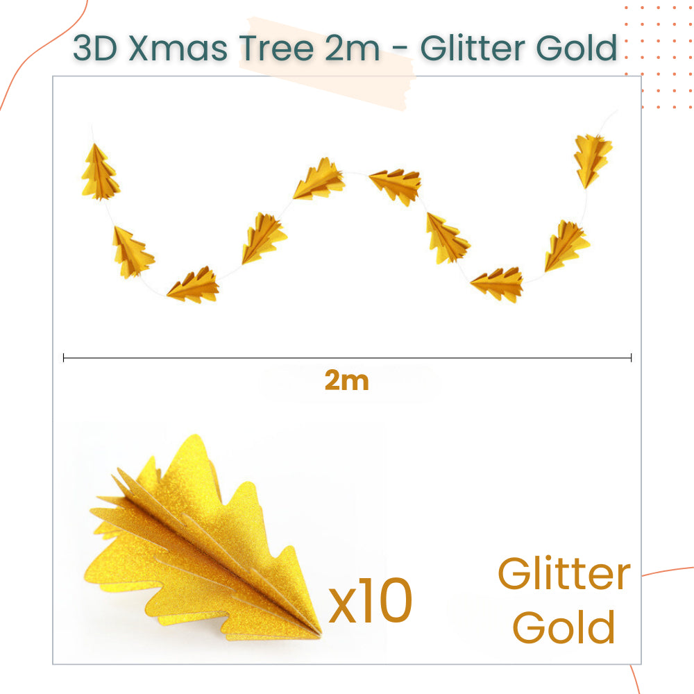 Mini 3D Christmas Decorative Tree Garland Banner for Christmas Decoration