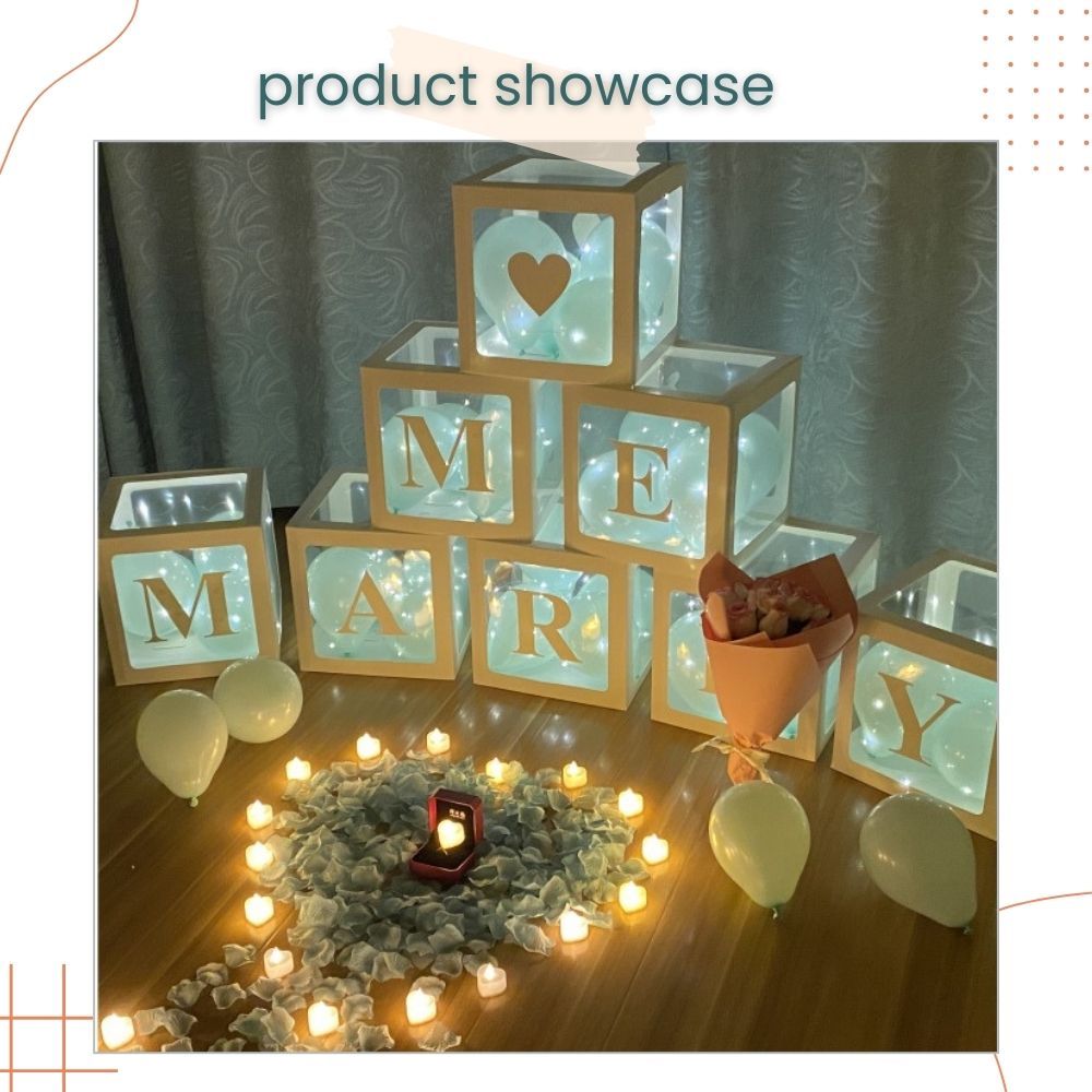 Marry Me ♡ Balloon Box With Letter Sticker Set for Marriage Proposal Essential