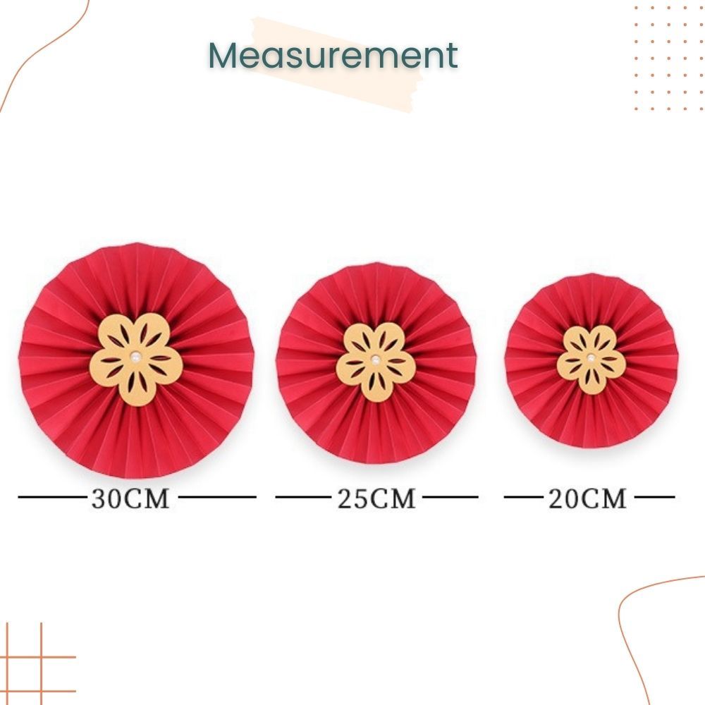 囍 Chinese Red Theme Happiness Party Fan 6pcs Set for Chinese Tradisional Wedding Decoration