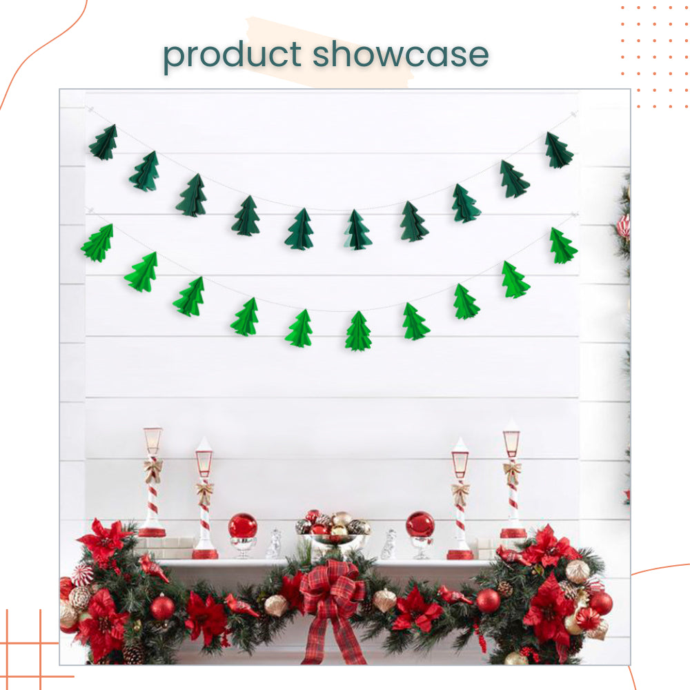 Mini 3D Christmas Decorative Tree Garland Banner for Christmas Decoration
