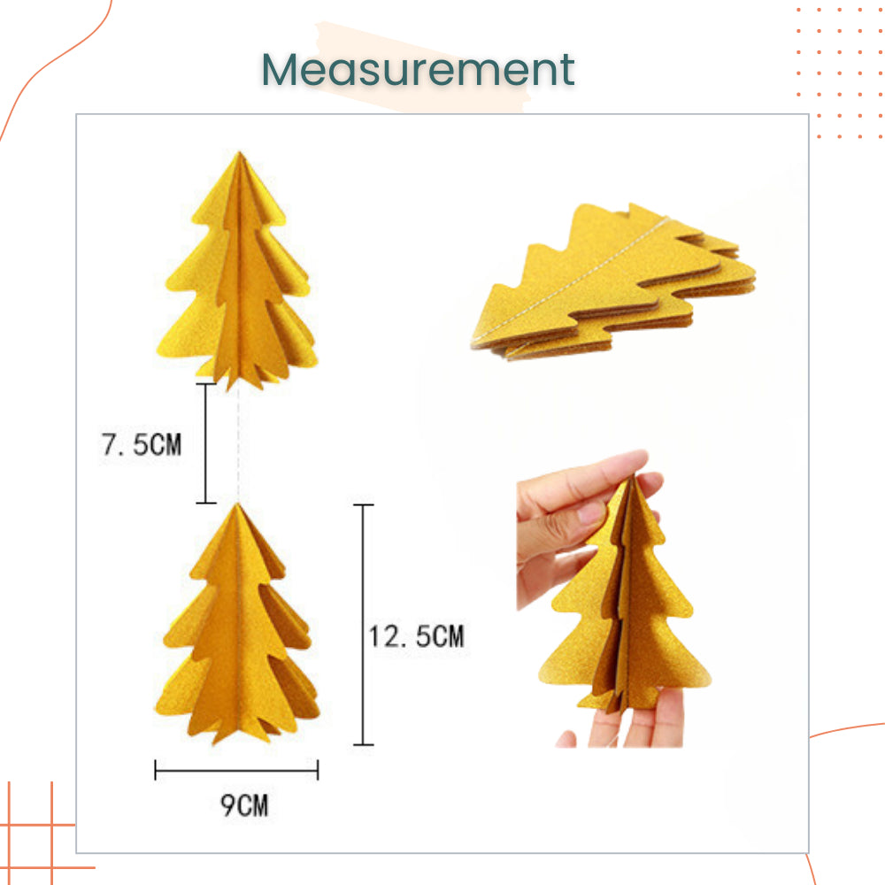 Mini 3D Christmas Decorative Tree Garland Banner for Christmas Decoration