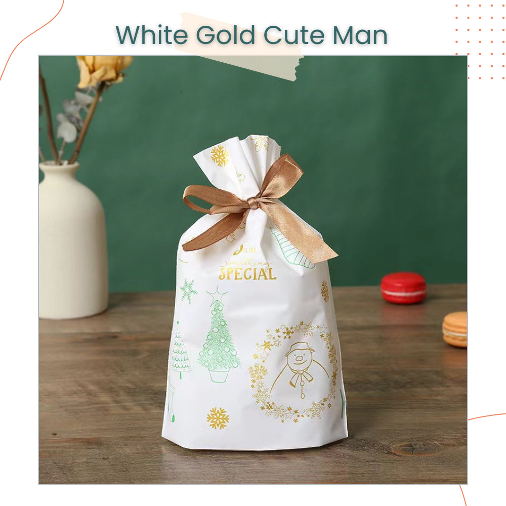 Christmas Cute Cartoon Gift Drawstring Packaging Bag for Gift Goodie on Christmas Party Event Celebration
