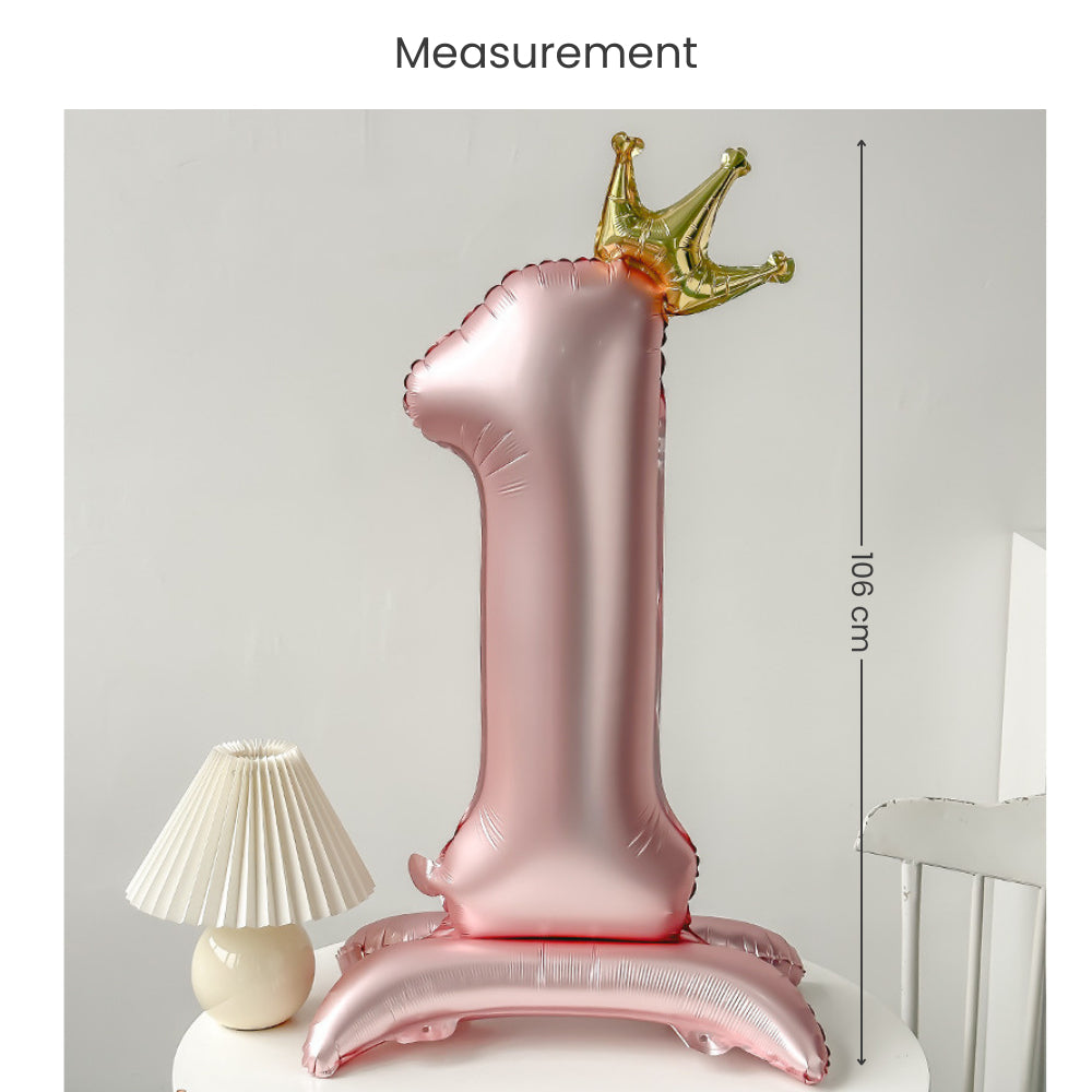Pink 40 inch standing number balloon with base foil balloon for birthday party decoration