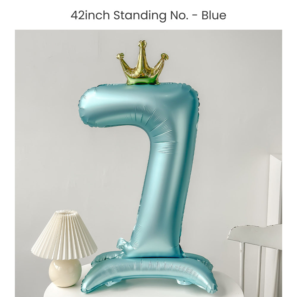 Blue 40 inch standing number balloon with base foil balloon for birthday party decoration