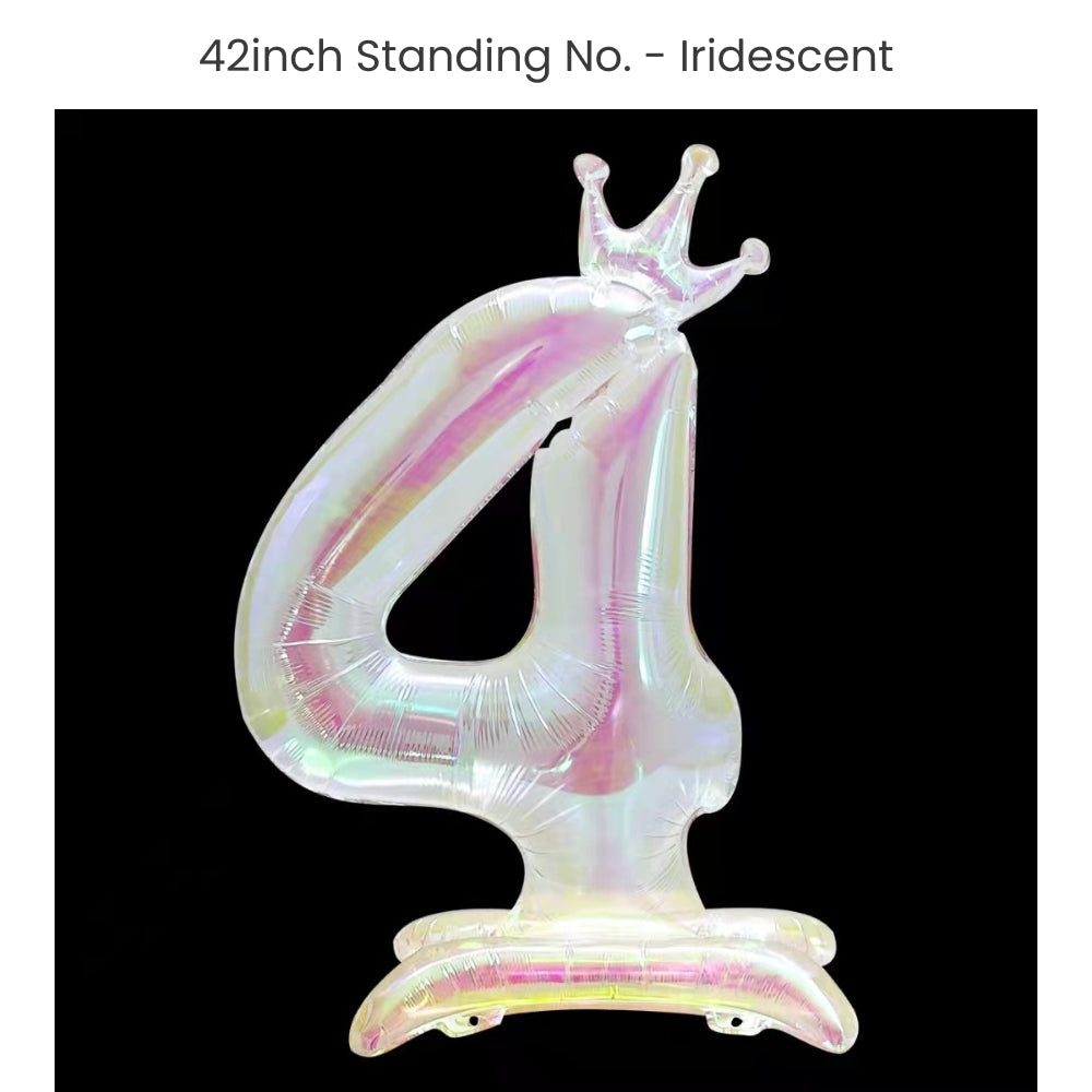 Iridescent 40 inch standing number balloon with base foil balloon for birthday party decoration