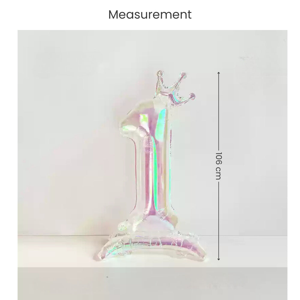 Iridescent 40 inch standing number balloon with base foil balloon for birthday party decoration