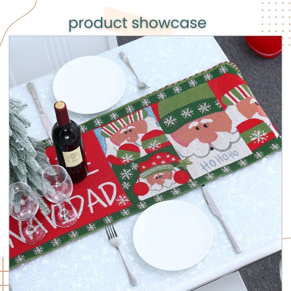 Christmas Theme Knitting Table Cloth with Tassel for Christmas Home Decoration Christmas Party