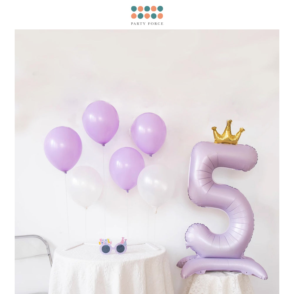 Purple 40 inch standing number balloon with base foil balloon for birthday party decoration