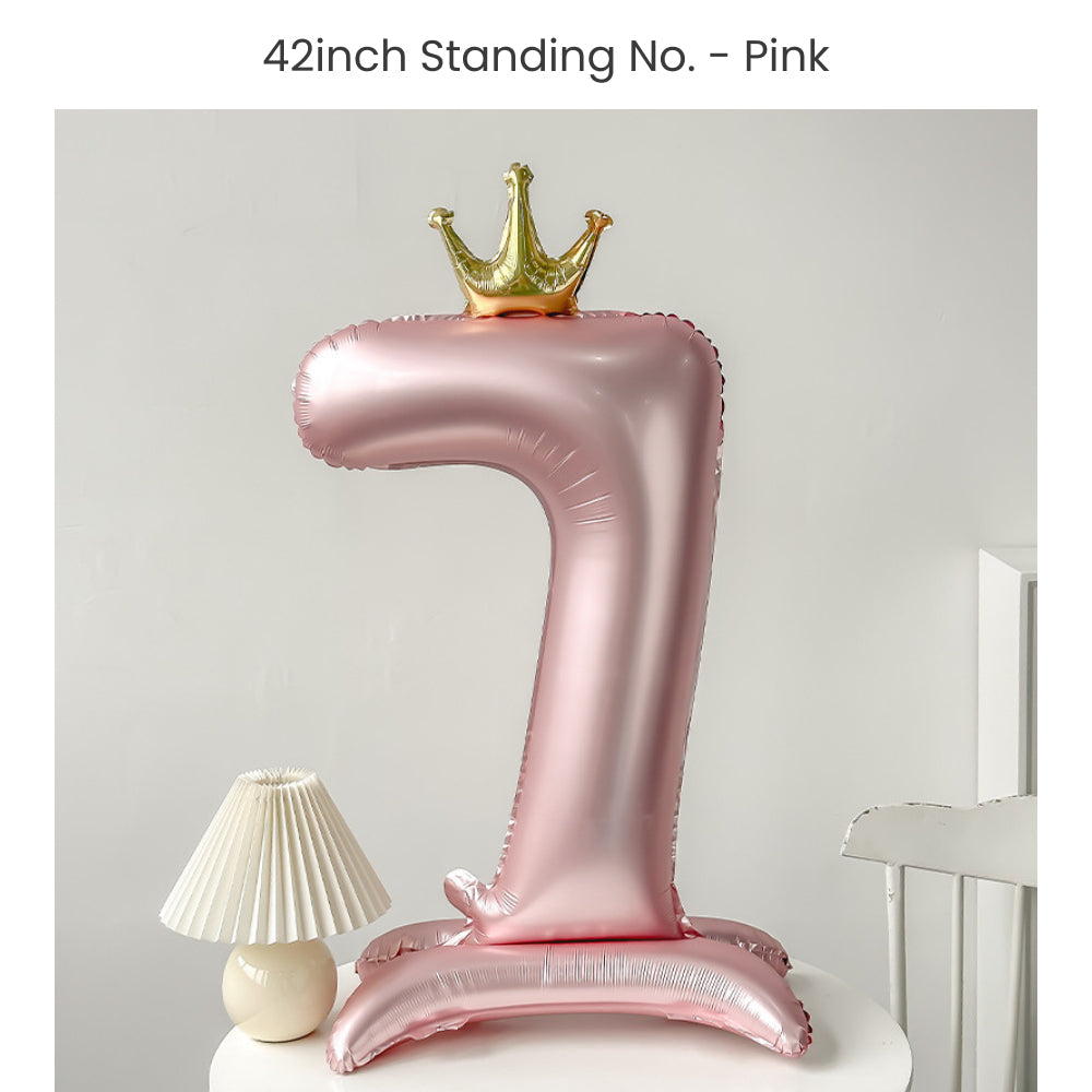 Pink 40 inch standing number balloon with base foil balloon for birthday party decoration
