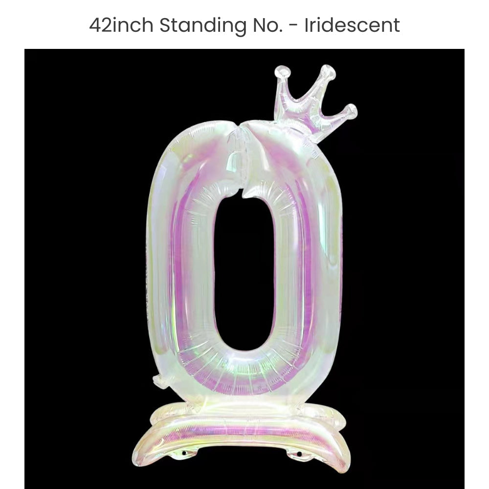 Iridescent 40 inch standing number balloon with base foil balloon for birthday party decoration