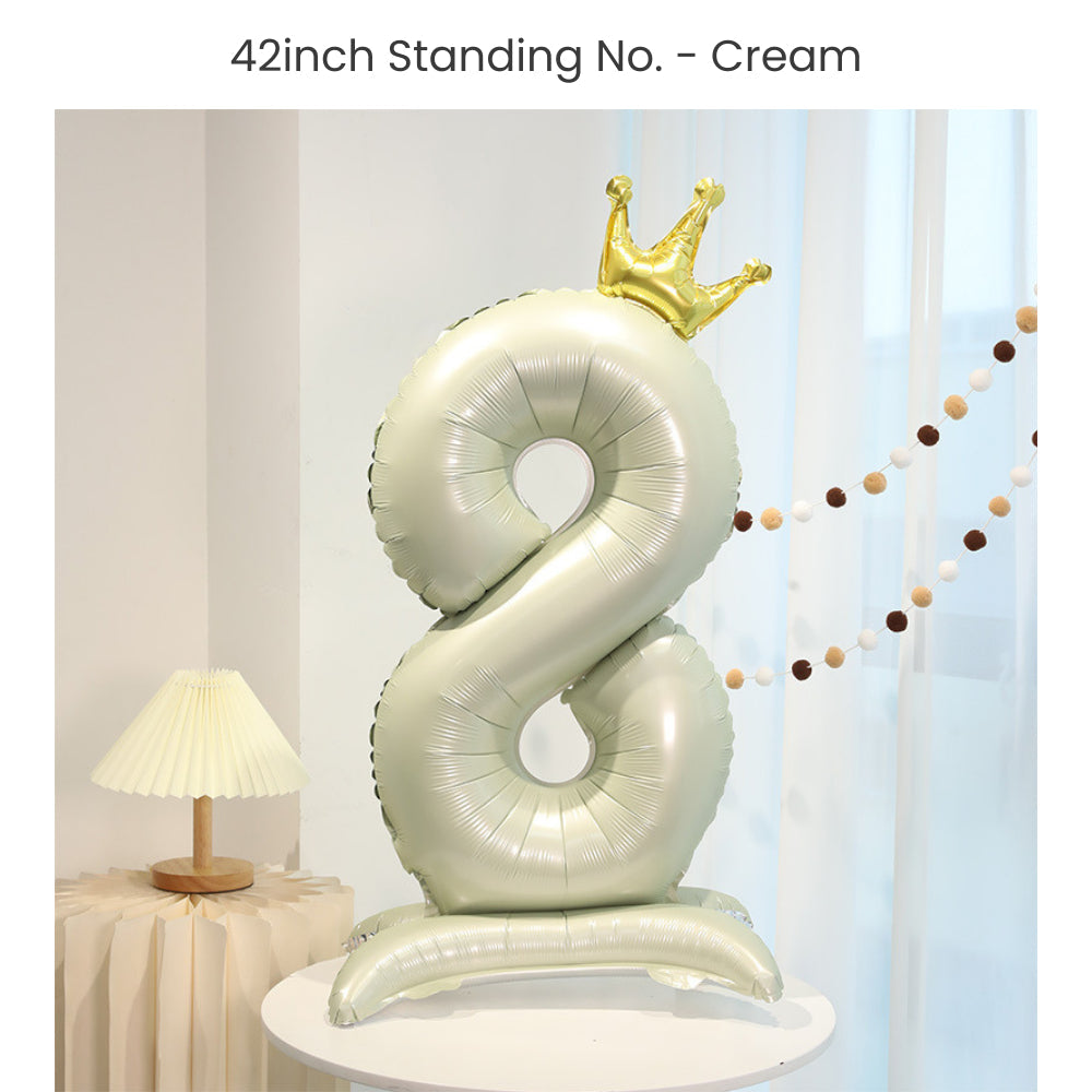 Cream 40 inch standing number balloon with base foil balloon for birthday party decoration