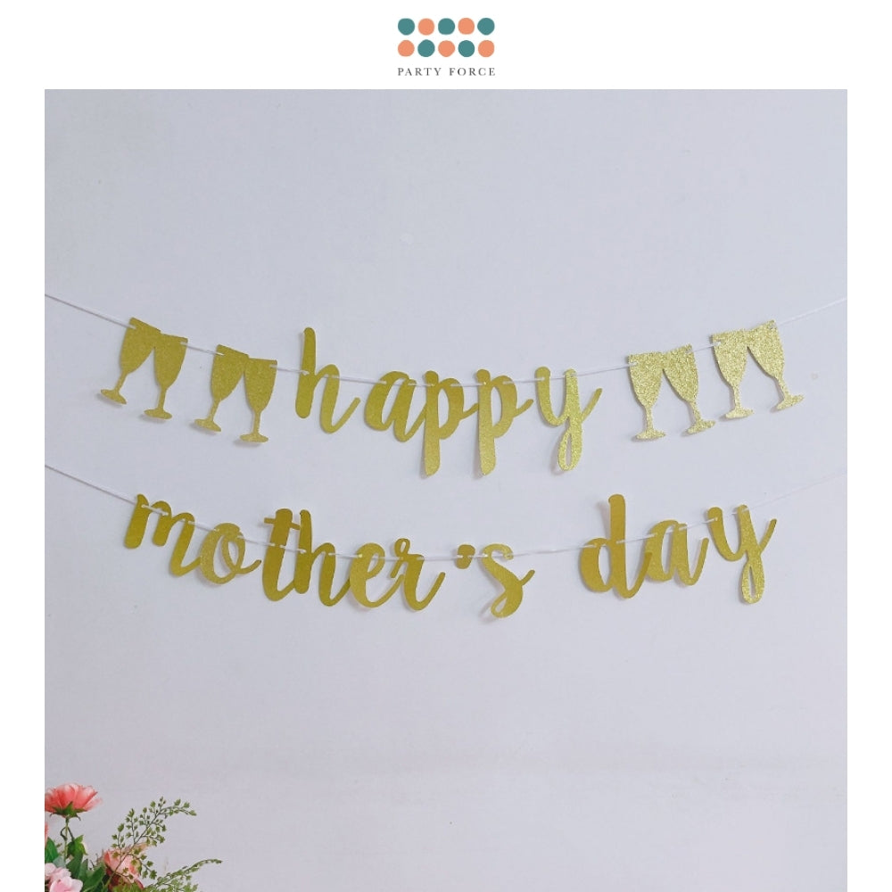 Happy Mother's Day Glitter Banner Gold Rose Gold