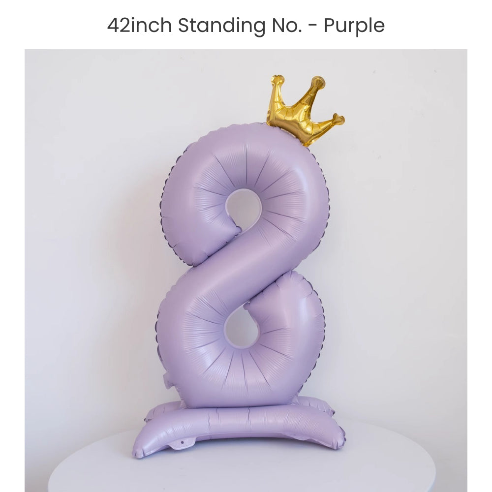 Purple 40 inch standing number balloon with base foil balloon for birthday party decoration