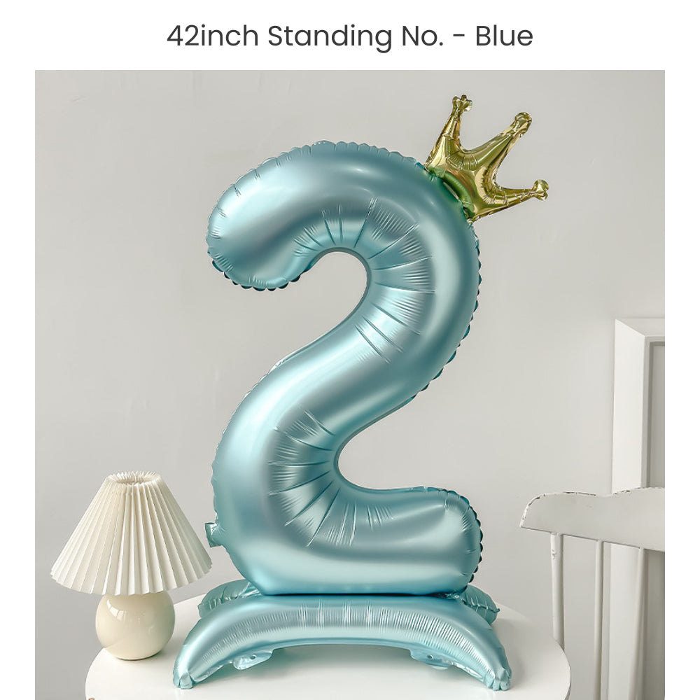 Blue 40 inch standing number balloon with base foil balloon for birthday party decoration
