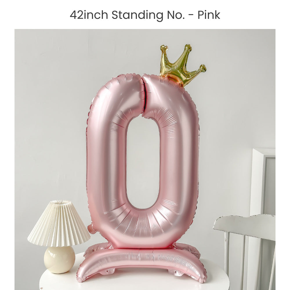Pink 40 inch standing number balloon with base foil balloon for birthday party decoration