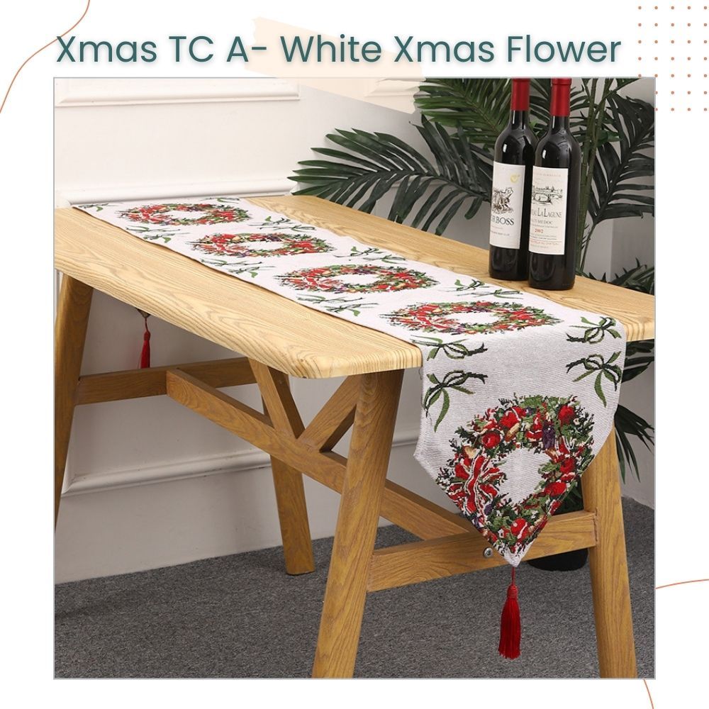 Christmas Theme Knitting Table Cloth with Tassel for Christmas Home Decoration Christmas Party