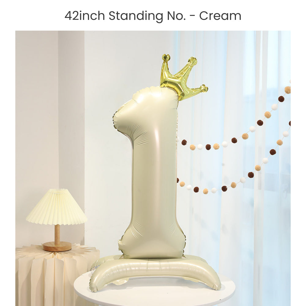 Cream 40 inch standing number balloon with base foil balloon for birthday party decoration