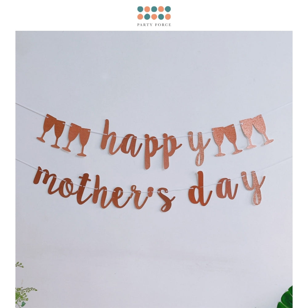 Happy Mother's Day Glitter Banner Gold Rose Gold