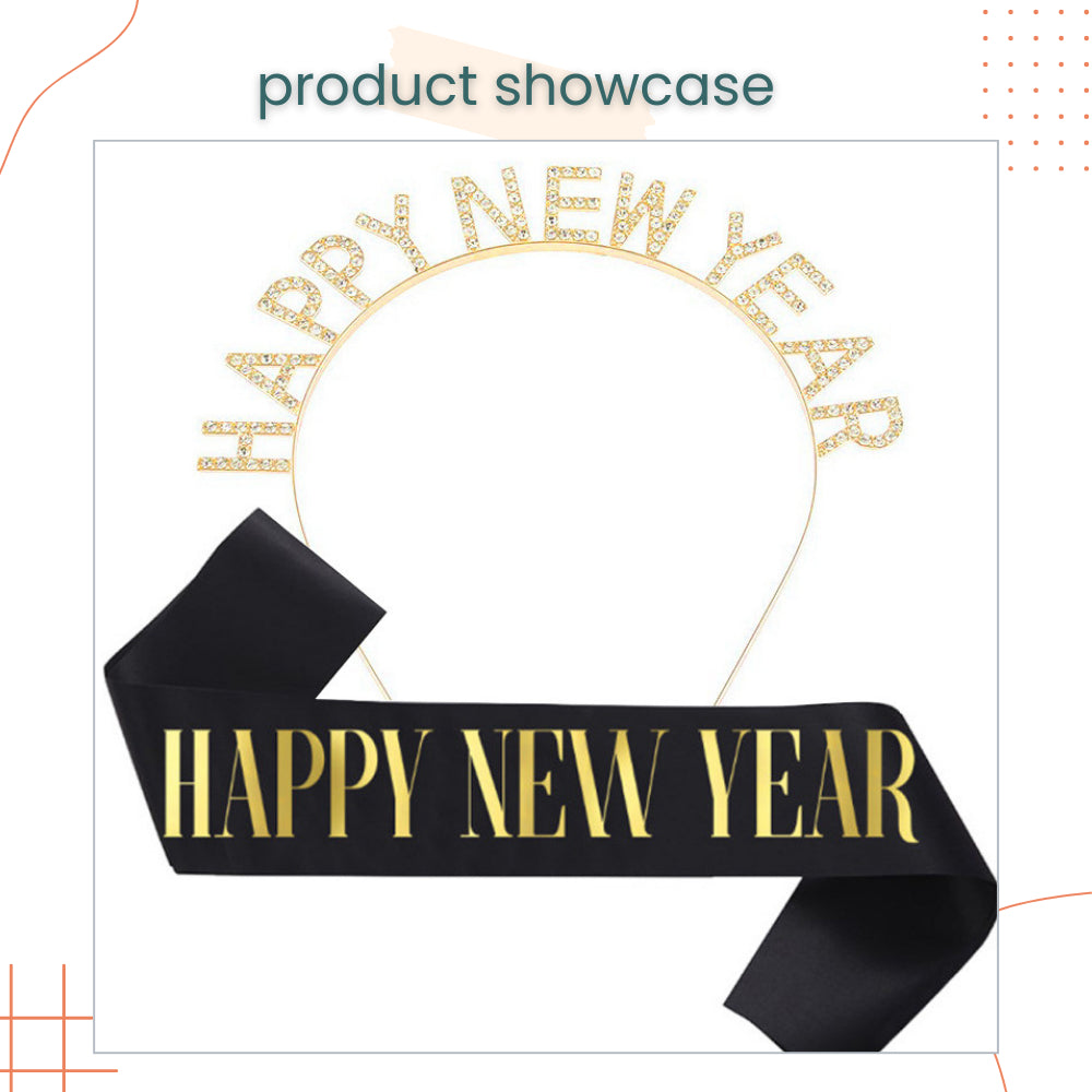 Happy New Year Metal Tiara Sash for New Year Celebration