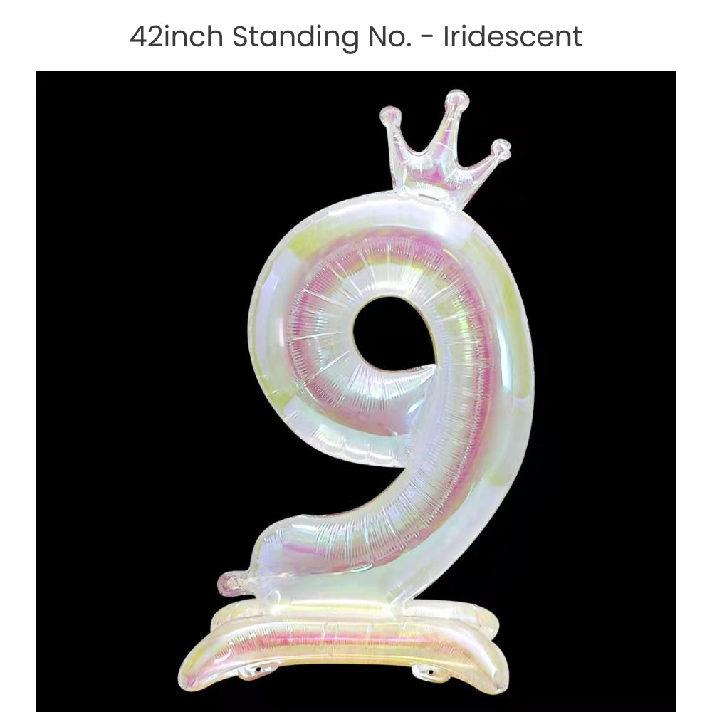 Iridescent 40 inch standing number balloon with base foil balloon for birthday party decoration