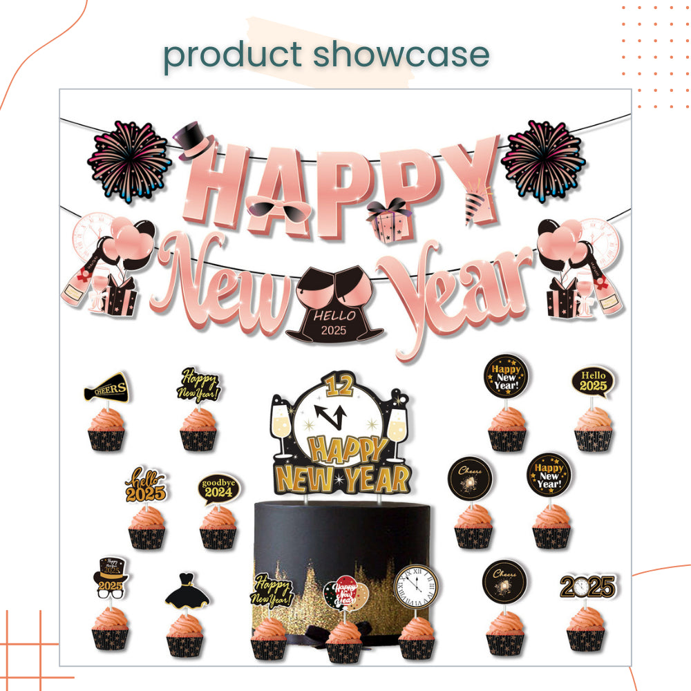 Happy New Year 2025 Balloon Decoration Pack for New Year Celebrations Parties